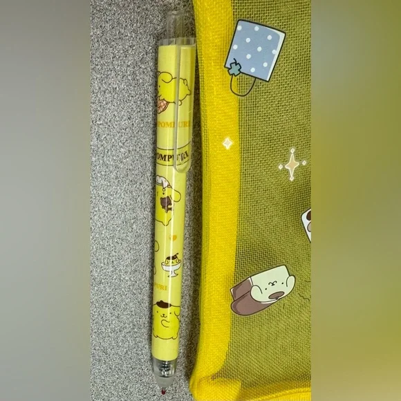 Yellow Pompompurin Mesh Pouch Desk Set Backpack Set - Picture 5 of 5